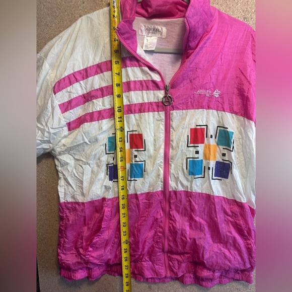 Adolfo Sport Vintage Pink and White Windbreaker Size Large - Picture 6 of 9